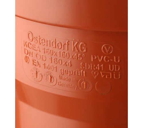 Тройник Ostendorf KGEA d160 мм 45° пластиковый для наружной канализации (222300) Тройник Ostendorf KGEA d160 мм 45° пластиковый для наружной канализации (222300)