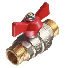 Кран шаровой латунный Valtec Base 1/2 НР(ш) х 1/2 НР(ш) бабочка прямой (VT.219.N.04)