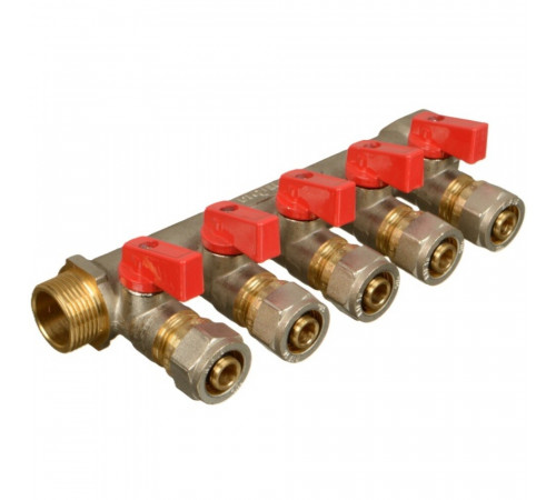 Коллектор Terma 3/4 ВР(г) х 5 выходов 16 обж(ц) х 3/4 НР(ш) с шаровыми кранами (35994) Коллектор Terma 3/4 ВР(г) х 5 выходов 16 обж(ц) х 3/4 НР(ш) с шаровыми кранами (35994)