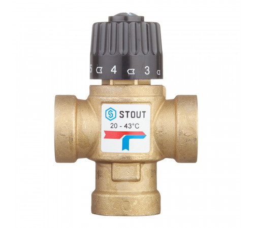 Клапан термостатический Stout подмешивающий 3/4 ВР(г) для отопления и ГВС 20-43 °С KVs 1,6 (SVM-0110-164320) Клапан термостатический Stout подмешивающий 3/4 ВР(г) для отопления и ГВС 20-43 °С KVs 1,6 (SVM-0110-164320)
