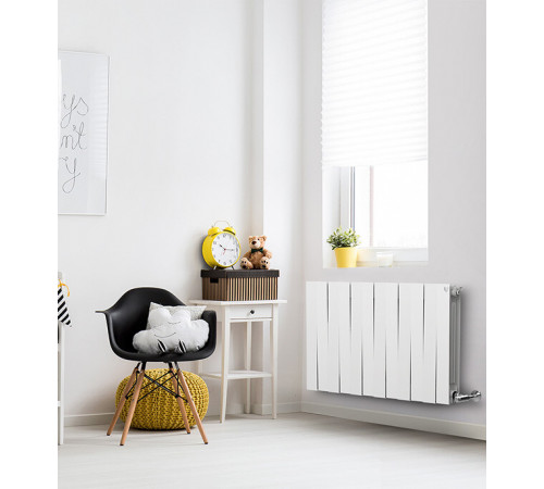 Радиатор биметаллический Royal Thermo Piano Forte 500 мм 10 секций 1' боковое подключение 591х800 мм белый Радиатор биметаллический Royal Thermo Piano Forte 500 мм 10 секций 1' боковое подключение 591х800 мм белый
