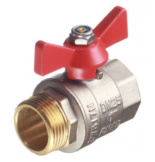 Кран шаровой латунный Valtec Base 1 ВР(г) х 1 НР(ш) бабочка прямой (VT.218.N.06)