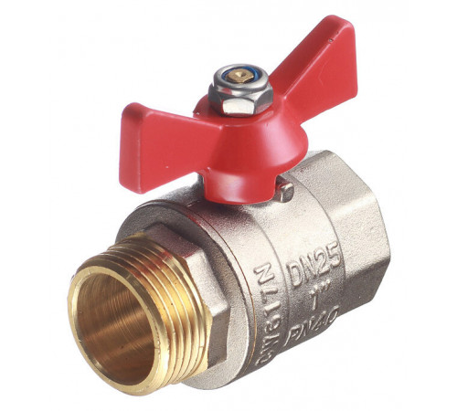 Кран шаровой латунный Valtec Base 1 ВР(г) х 1 НР(ш) бабочка прямой (VT.218.N.06) Кран шаровой латунный Valtec Base 1 ВР(г) х 1 НР(ш) бабочка прямой (VT.218.N.06)