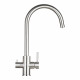 Смеситель для кухни Corsa Deco Pride Steel сталь с высоким изливом с подключением к фильтру (966379)
