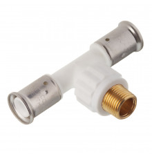Тройник Henco (14PKW-200420) 20(пресс) х 1/2 НР(ш) х 20(пресс) PVDF белый