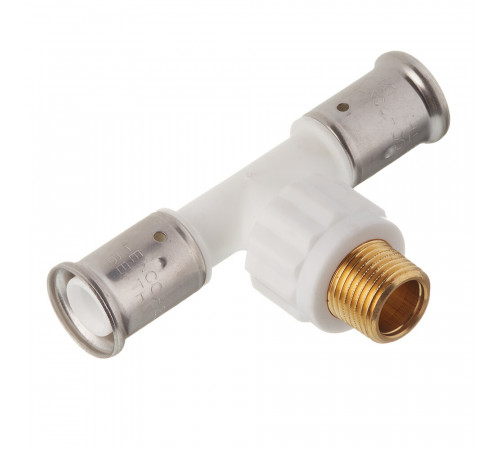 Тройник Henco (14PKW-200420) 20(пресс) х 1/2 НР(ш) х 20(пресс) PVDF белый