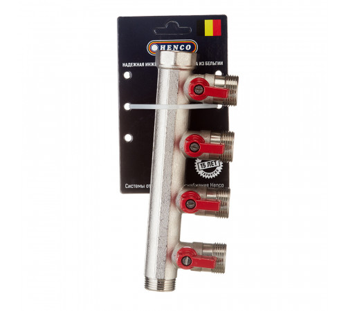 Коллектор Henco 3/4 ВР(г) х 4 выхода 3/4 НР(ш) ЕК х 3/4 НР(ш) с шаровыми кранами (VB050504-ROOD) Коллектор Henco 3/4 ВР(г) х 4 выхода 3/4 НР(ш) ЕК х 3/4 НР(ш) с шаровыми кранами (VB050504-ROOD)