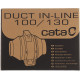 Вентилятор канальный центробежный Cata Duct In Line 195х165 мм d100 мм слоновая кость