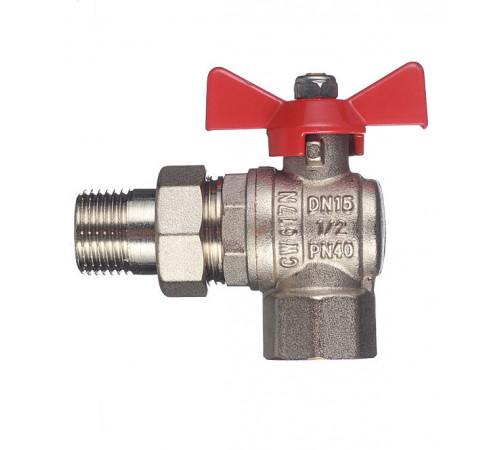Кран шаровой латунный Valtec Base 1/2 ВР(г) х 1/2 НР(ш) бабочка с полусгоном угловой (VT.228.N.04) Кран шаровой латунный Valtec Base 1/2 ВР(г) х 1/2 НР(ш) бабочка с полусгоном угловой (VT.228.N.04)