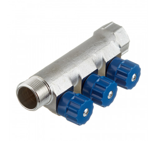 Коллектор Valtec 3/4 ВР(г) х 3 выхода 1/2 НР(ш) х 3/4 НР(ш) регулируемый (VTc.560.N.0503)