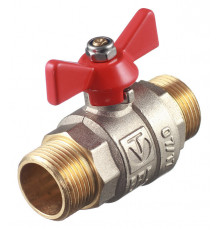 Кран шаровой латунный Valtec Base 3/4 НР(ш) х 3/4 НР(ш) бабочка прямой (VT.219.N.05)
