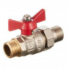 Кран шаровой латунный Valtec Base 1/2 НР(ш) х 1/2 НР(ш) бабочка с полусгоном прямой (VT.226.N.04)