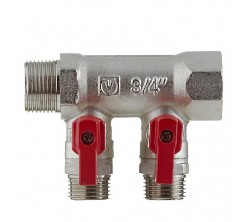 Коллектор Valtec 3/4 ВР(г) х 2 выхода 1/2 НР(ш) х 3/4 НР(ш) с шаровыми кранами (VTc.580.N.0502) Коллектор Valtec 3/4 ВР(г) х 2 выхода 1/2 НР(ш) х 3/4 НР(ш) с шаровыми кранами (VTc.580.N.0502)