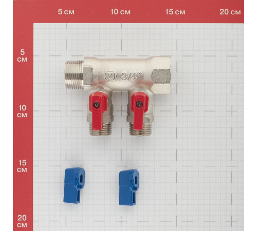 Коллектор Valtec 3/4 ВР(г) х 2 выхода 1/2 НР(ш) х 3/4 НР(ш) с шаровыми кранами (VTc.580.N.0502) Коллектор Valtec 3/4 ВР(г) х 2 выхода 1/2 НР(ш) х 3/4 НР(ш) с шаровыми кранами (VTc.580.N.0502)