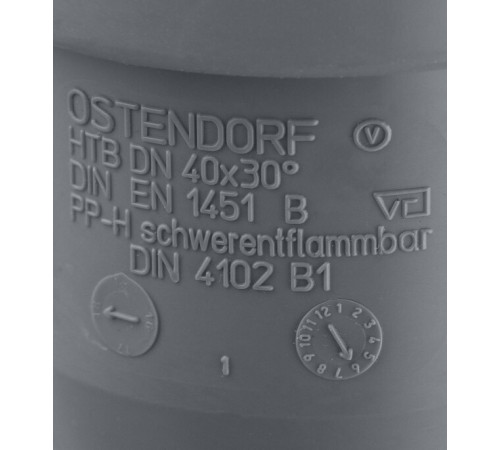 Отвод Ostendorf НТВ d40 мм 30° пластиковый для внутренней канализации (111110)