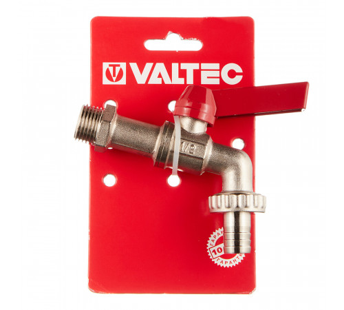 Кран шаровой латунный Valtec 1/2 НР(ш) х 1/2 НР(ш) ручка со штуцером угловой (VT.051.N.04)