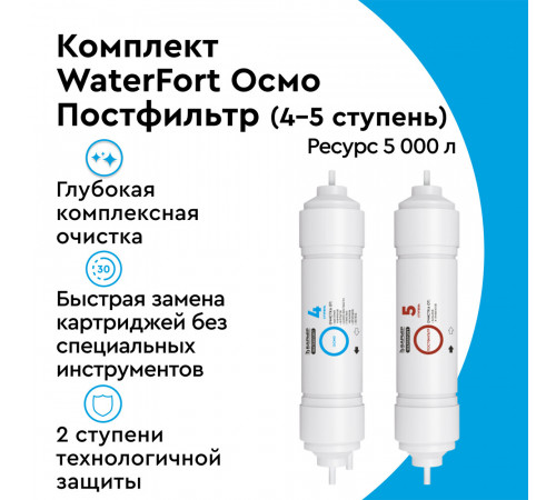 Комплект картриджей для фильтра Барьер WaterFort Осмо финиш для обратного осмоса Комплект картриджей для фильтра Барьер WaterFort Осмо финиш для обратного осмоса
