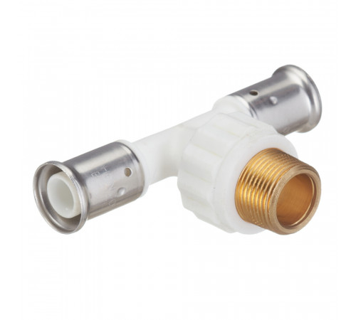Тройник Henco (14PKW-200520) 20(пресс) х 3/4 НР(ш) х 20(пресс) белый PVDF