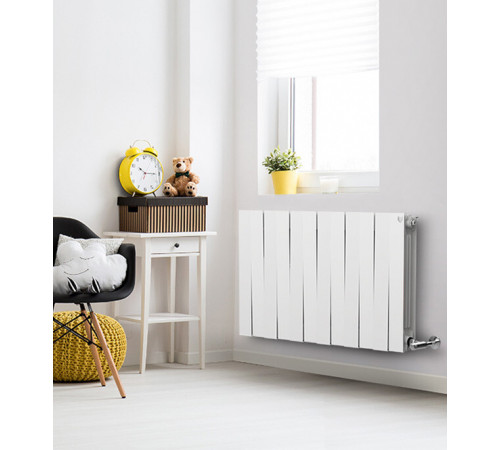 Радиатор биметаллический Royal Thermo Piano Forte 500 мм 12 секций 1' боковое подключение 591х960 мм белый Радиатор биметаллический Royal Thermo Piano Forte 500 мм 12 секций 1' боковое подключение 591х960 мм белый