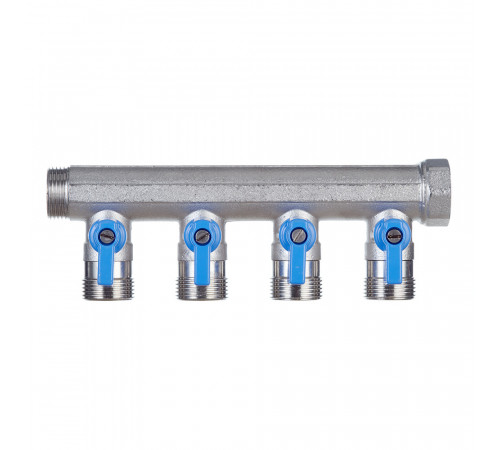 Коллектор Henco 3/4 ВР(г) х 4 выхода 3/4 НР(ш) ЕК х 3/4 НР(ш) с шаровыми кранами (VB050504-BLAUW) Коллектор Henco 3/4 ВР(г) х 4 выхода 3/4 НР(ш) ЕК х 3/4 НР(ш) с шаровыми кранами (VB050504-BLAUW)