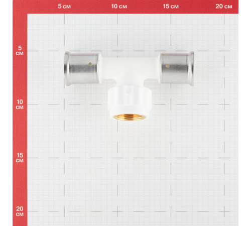 Тройник Henco (13PKW-260526) 26(пресс) х 3/4 ВР(г) х 26(пресс) белый PVDF