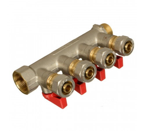 Коллектор Terma 3/4 ВР(г) х 4 выхода 16 обж(ц) х 3/4 НР(ш) с шаровыми кранами (35993) Коллектор Terma 3/4 ВР(г) х 4 выхода 16 обж(ц) х 3/4 НР(ш) с шаровыми кранами (35993)