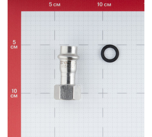 Соединитель VALTEC (VTi.908.I.001504) 15 мм х 1/2 ВР(г) нержавеющая сталь с накидной гайкой