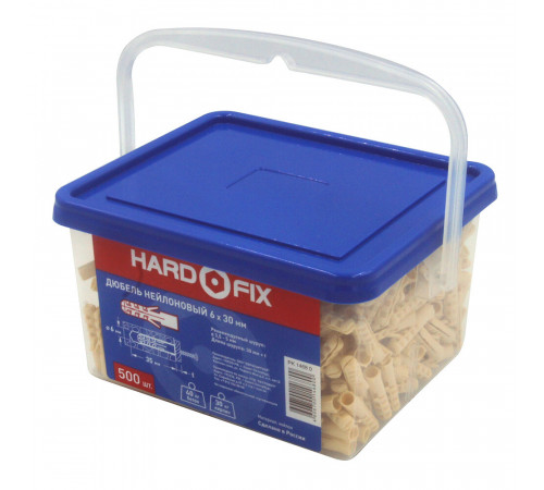 Дюбель распорный Hard-Fix 6x30 мм нейлон (500 шт.) Дюбель распорный Hard-Fix 6x30 мм нейлон (500 шт.)