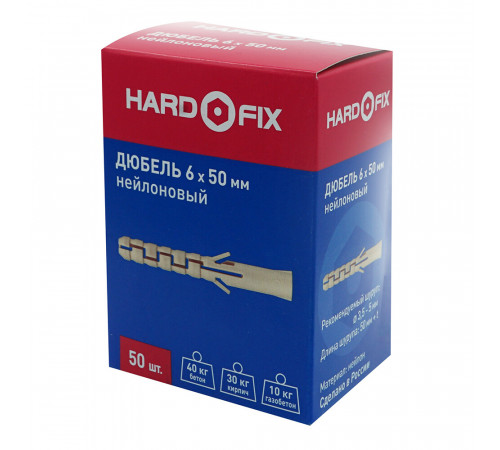 Дюбель распорный Hard-Fix 6x50 мм нейлон (50 шт.) Дюбель распорный Hard-Fix 6x50 мм нейлон (50 шт.)