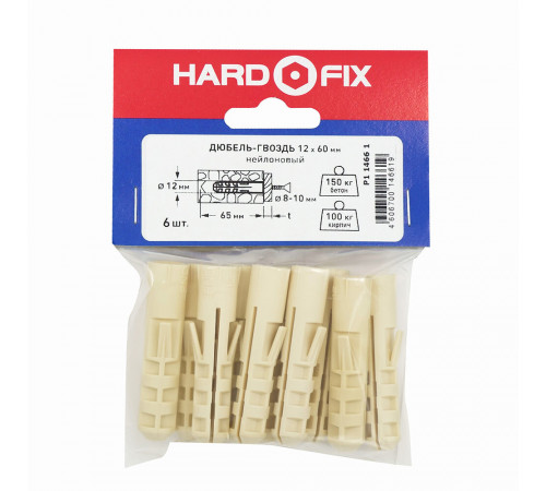 Дюбель распорный Hard-Fix 12x60 мм нейлон (6 шт.) Дюбель распорный Hard-Fix 12x60 мм нейлон (6 шт.)