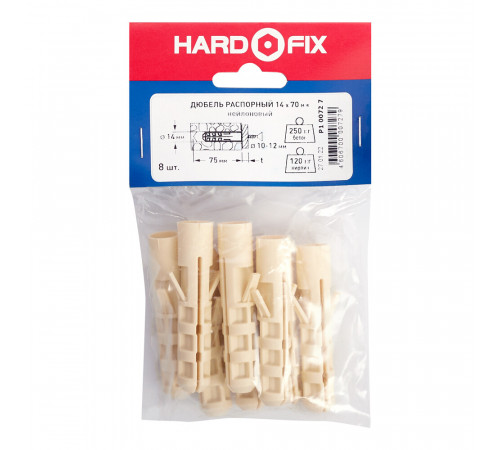 Дюбель распорный Hard-Fix 14x70 мм нейлон (8 шт.) Дюбель распорный Hard-Fix 14x70 мм нейлон (8 шт.)