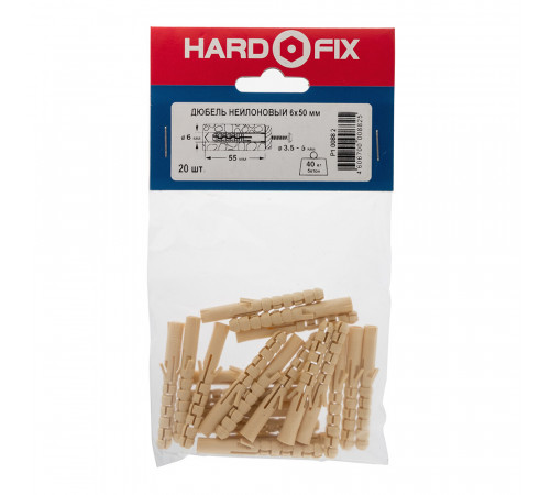 Дюбель распорный Hard-Fix 6x50 мм нейлон (20 шт.) Дюбель распорный Hard-Fix 6x50 мм нейлон (20 шт.)