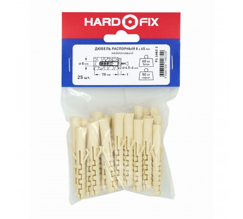 Дюбель распорный Hard-Fix 8x65 мм нейлон (25 шт.) Дюбель распорный Hard-Fix 8x65 мм нейлон (25 шт.)