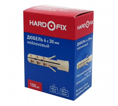 Дюбель распорный Hard-Fix 6x30 мм нейлон (100 шт.) Дюбель распорный Hard-Fix 6x30 мм нейлон (100 шт.)