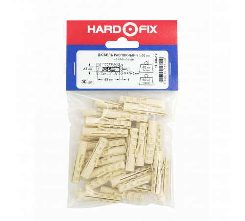Дюбель распорный Hard-Fix 8x40 мм нейлон (30 шт.) Дюбель распорный Hard-Fix 8x40 мм нейлон (30 шт.)
