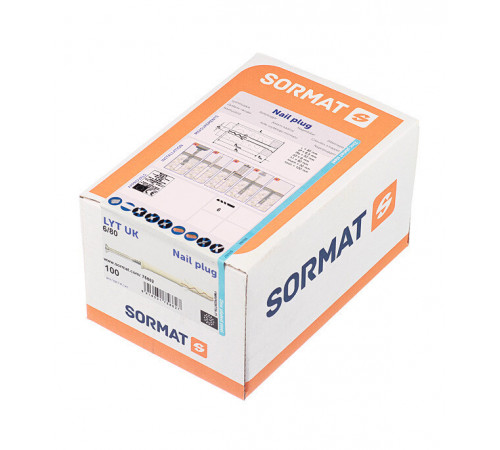 Дюбель-гвоздь Sormat 6x80 мм потайная манжета нейлон (100 шт.) Дюбель-гвоздь Sormat 6x80 мм потайная манжета нейлон (100 шт.)
