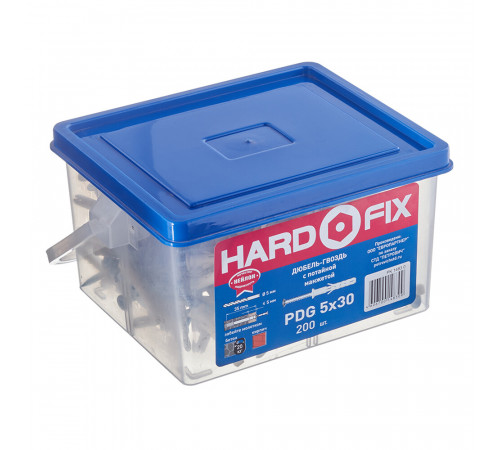 Дюбель-гвоздь Hard-Fix 5x30 мм потайная манжета нейлон (200 шт.) Дюбель-гвоздь Hard-Fix 5x30 мм потайная манжета нейлон (200 шт.)