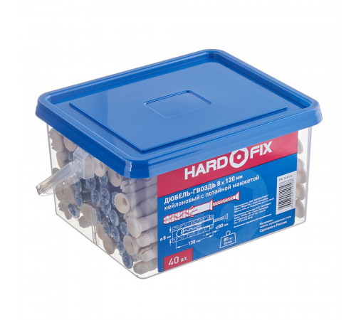 Дюбель-гвоздь Hard-Fix 8x120 мм потайная манжета нейлон (40 шт.) Дюбель-гвоздь Hard-Fix 8x120 мм потайная манжета нейлон (40 шт.)