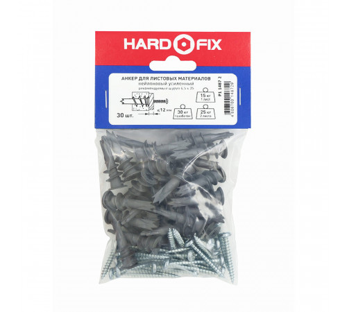 Дюбель для листовых материалов Hard-Fix PBAM 4,5x35 мм нейлон усиленный с шурупом (30 шт.)