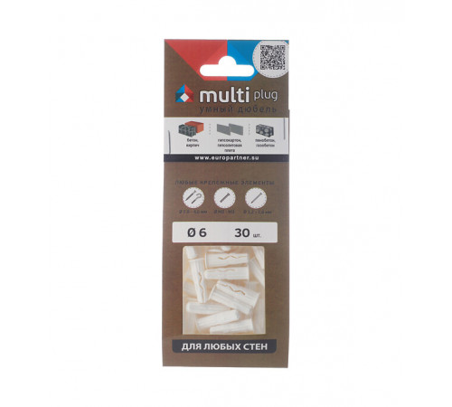Дюбель универсальный MULTI plug 6x25 мм нейлон (30 шт.) Дюбель универсальный MULTI plug 6x25 мм нейлон (30 шт.)