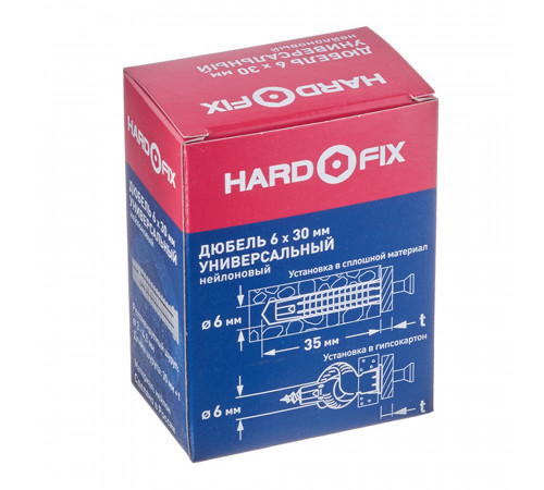Дюбель универсальный Hard-Fix 6x30 мм нейлон (100 шт.) Дюбель универсальный Hard-Fix 6x30 мм нейлон (100 шт.)