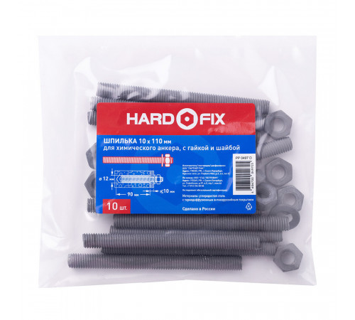 Инъекционная шпилька для химического анкера 10х110 мм Hard-Fix (10 шт.) Инъекционная шпилька для химического анкера 10х110 мм Hard-Fix (10 шт.)