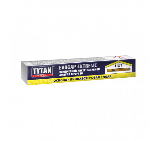 Химический анкер ампула d22/180 мм винилэстровая смола Tytan Professional Evocap Extreme Химический анкер ампула d22/180 мм винилэстровая смола Tytan Professional Evocap Extreme