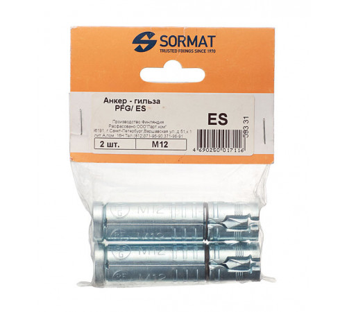 Анкер-гильза Sormat PFG/ ES для бетона 12x80 мм (2 шт.) Анкер-гильза Sormat PFG/ ES для бетона 12x80 мм (2 шт.)