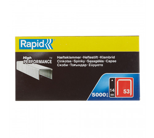 Скобы для степлера Rapid (11860410) тип 53 14 мм стальной (5000 шт.) Скобы для степлера Rapid (11860410) тип 53 14 мм стальной (5000 шт.)