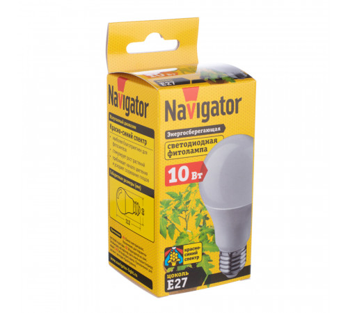 Фитолампа для растений Navigator E27 10 Вт 176-264 В груша A60 матовая