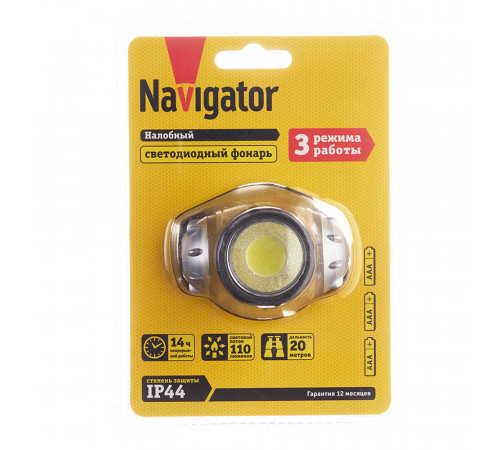 Фонарь налобный Navigator светодиодный 1 LED 1 Вт на батарейках AAA пластик (614373) Фонарь налобный Navigator светодиодный 1 LED 1 Вт на батарейках AAA пластик (614373)
