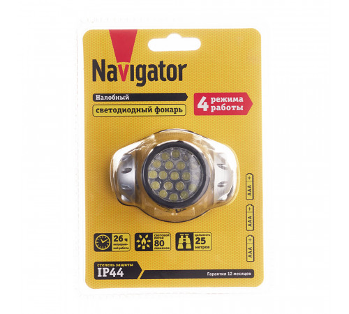 Фонарь налобный Navigator светодиодный 19 LED на батарейках AAA пластик (949171) Фонарь налобный Navigator светодиодный 19 LED на батарейках AAA пластик (949171)