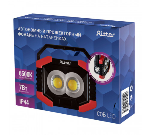 Фонарь прожектор Ritter светодиодный 3 LED 7 Вт на батарейках AA пластик 2 режима (29127 5) Фонарь прожектор Ritter светодиодный 3 LED 7 Вт на батарейках AA пластик 2 режима (29127 5)