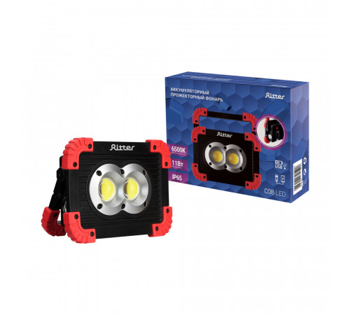 Фонарь прожектор Ritter светодиодный 2 LED 11 Вт аккумуляторный Li-Ion 2х1500 мАч пластик 3 режима (29132 9) Фонарь прожектор Ritter светодиодный 2 LED 11 Вт аккумуляторный Li-Ion 2х1500 мАч пластик 3 режима (29132 9)